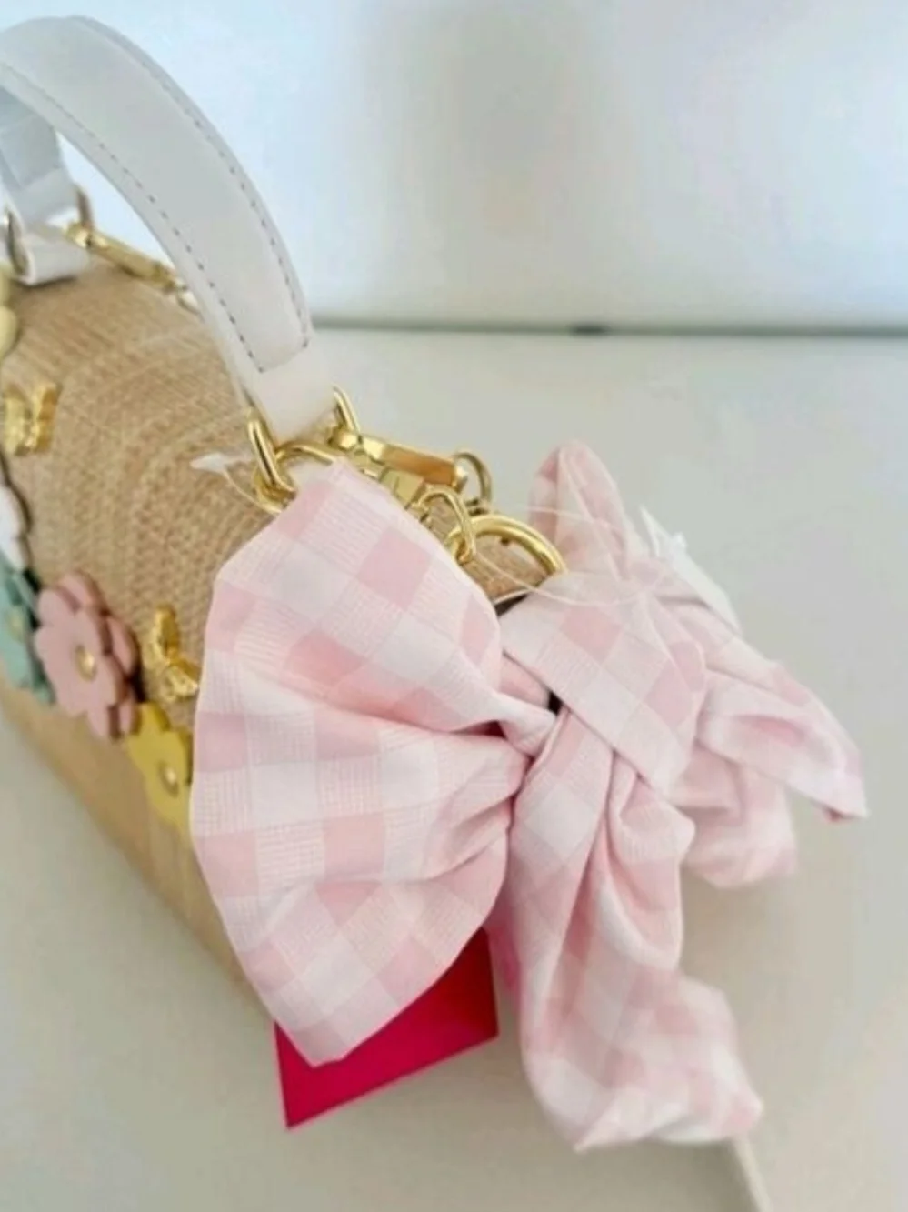 Betsey Johnson Straw Crossbody with Pastel Floral Appliqués Nwt - Picture 2 of 5